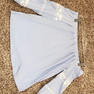 Light blue off the shoulder top